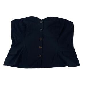 PrettyLittleThing NWT Plus Black Button Front Bandeau Top Women's 22 Stretch